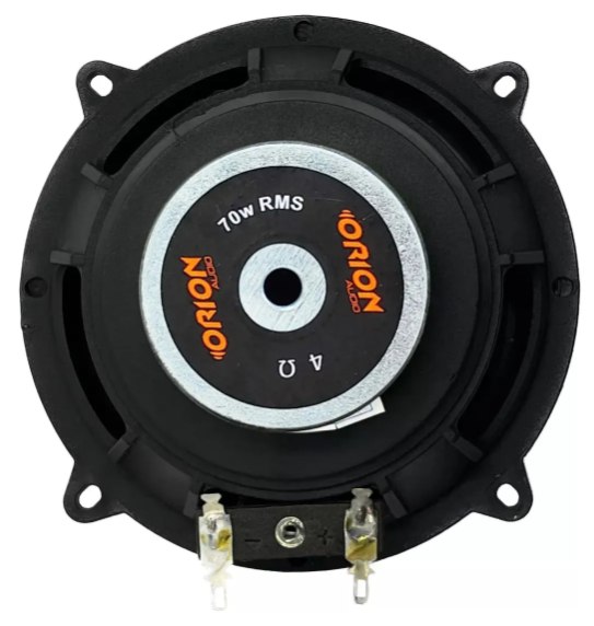 Traseira do alto-falante Orion Mid-Bass 5 polegadas, com etiqueta 70W RMS 4 ohms