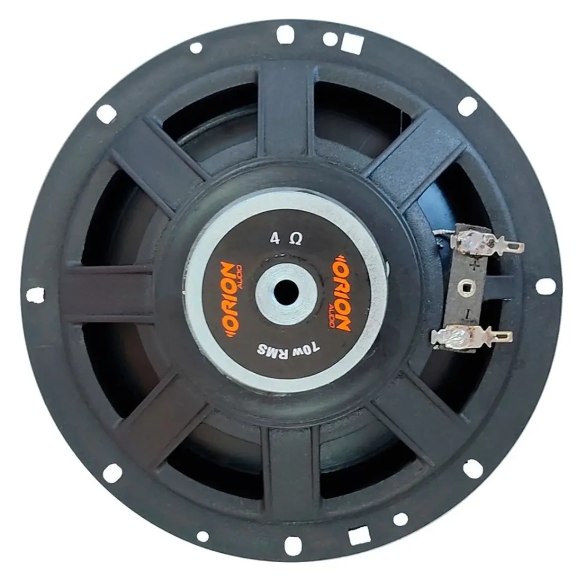 Traseira do alto-falante Orion Mid-Bass 6 polegadas, com etiqueta 70W RMS 4 ohms