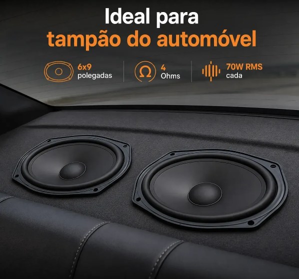 Alto-falantes Mid-Bass 6x9 instalados no tampão do automóvel