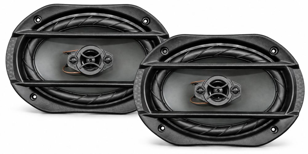 Par de alto-falantes Orion Quadriaxial 6x9 polegadas pretos com grade