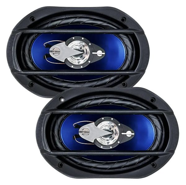 Par de alto-falantes Orion Quadriaxial 6x9 polegadas com cone azul e grade