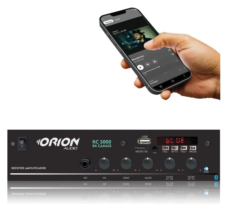 RC5000 tocando música do celular por Bluetooth