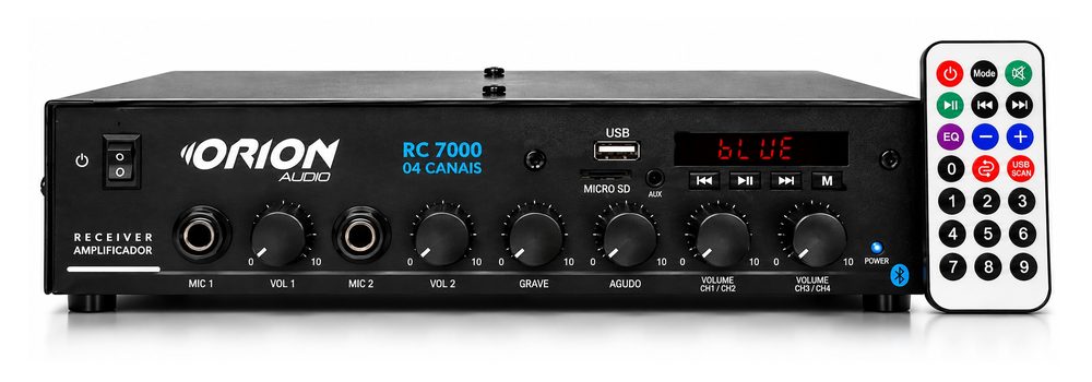 Receiver amplificador Orion RC7000 com controle remoto