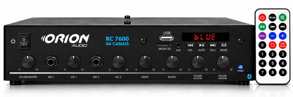 Receiver amplificador Orion RC7600 com controle remoto