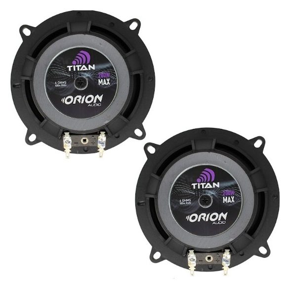 Traseira do par de alto-falantes Orion Titan 5 polegadas, 100W RMS e 200W MAX