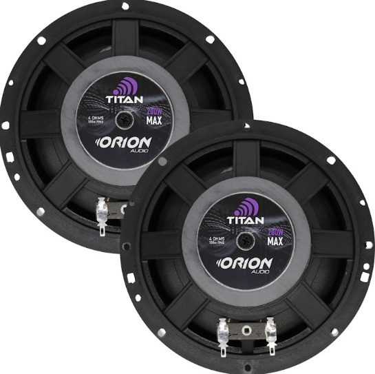 Traseira dos alto-falantes Orion Titan 6 polegadas, 100W RMS e 200W MAX